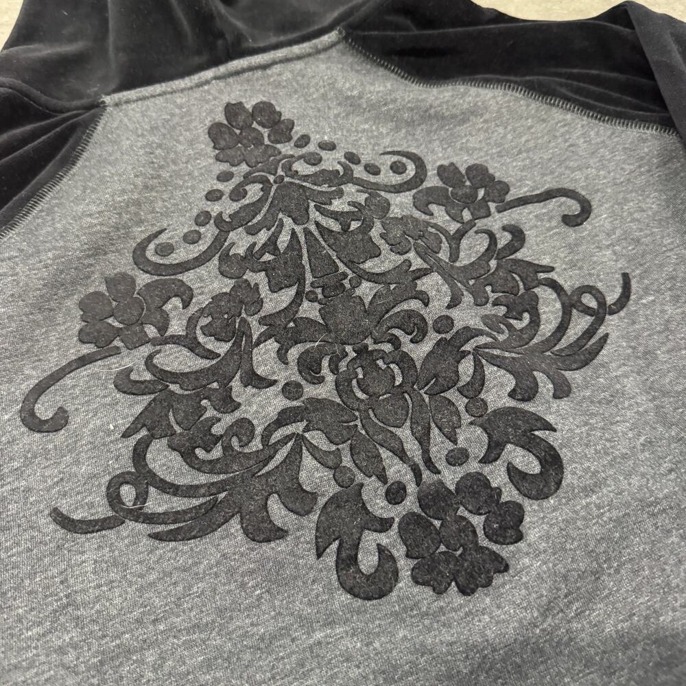 Vintage Y2K Monroe Main Abstract Grunge Black Grey Hoodie Full Zip Sweatshirt L - Picture 3 of 6